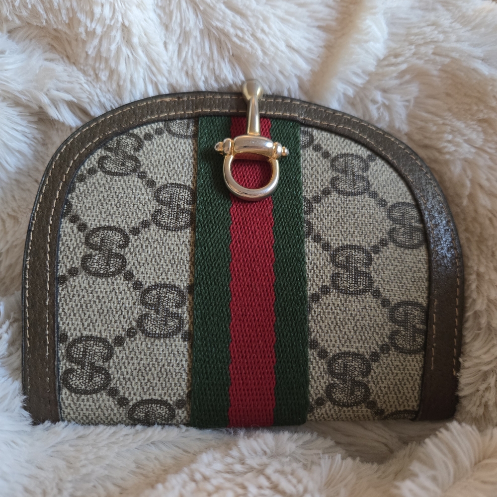 Gucci Beige and Brown Monogram Wallet *Vintage*
